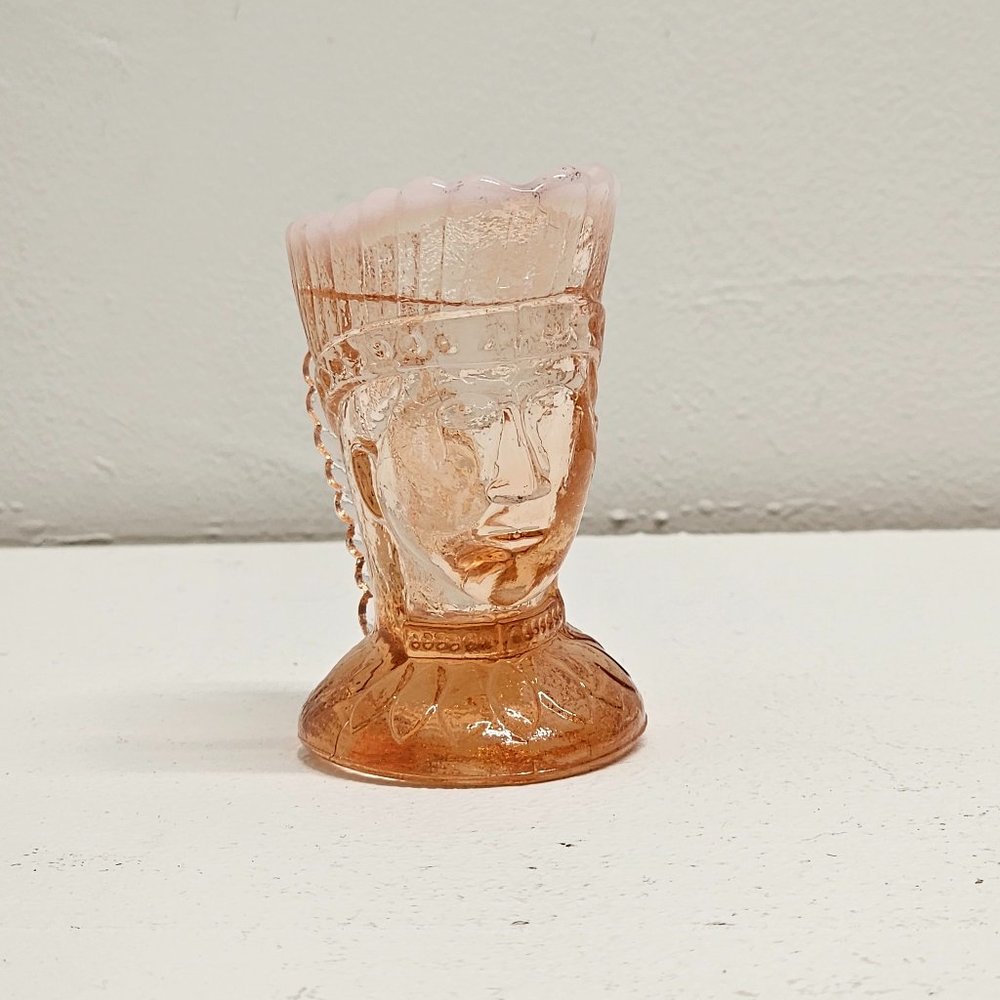 Greentown Glass Pink Opalescent Indian Head Creamer
